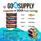 Compatible Combo Set HP 504A CE250A CE251A CE252A CE253A to use for HP Color LaserJet CM3530 MFP, CM3530fs MFP, CP3525dn, CP3525n, CP3525x Printers