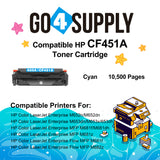 Compatible HP CF451A 655A Cyan Toner Cartridge to use for HP Color LaserJet Enterprise Flow MFP M681f, M681z, M682z; HP Color LaserJet Enterprise M652dn, M652n, M653dh, M653dn, M653x; HP Color LaserJet Enterprise MFP M681dh, M681f Printers