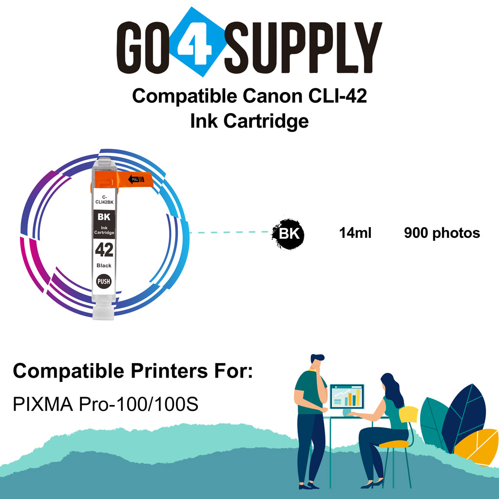 Compatible Canon CLI 42 CLI42 CLI-42 (Black) Ink Cartridge use with PIXMA Pro-100 Pro 100 Printers