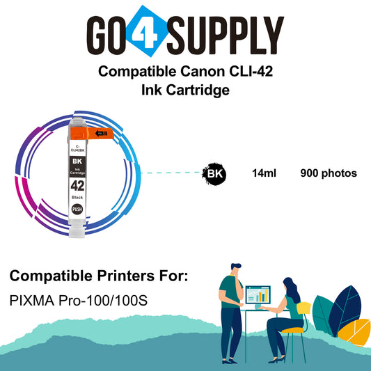 Compatible Canon CLI 42 CLI42 CLI-42 (Black) Ink Cartridge use with PIXMA Pro-100 Pro 100 Printers