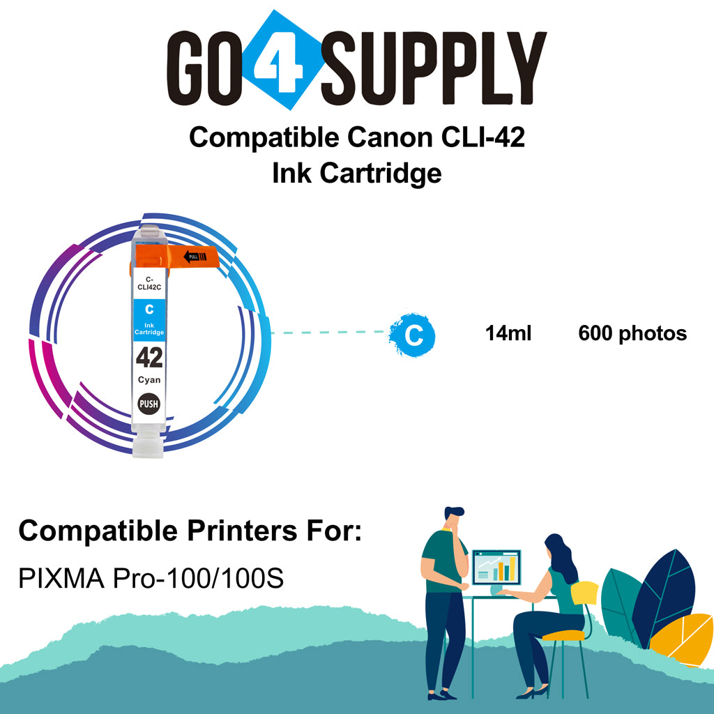 Compatible Canon CLI 42 CLI42 CLI-42 (Cyan) Ink Cartridge use with PIXMA Pro-100 Pro 100 Printers