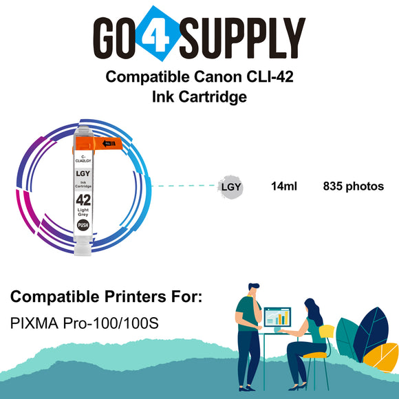 Compatible Canon CLI 42 CLI42 CLI-42 (Light Gray) Ink Cartridge use with PIXMA Pro-100 Pro 100 Printers