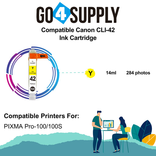 Compatible Canon CLI 42 CLI42 CLI-42 (Yellow) Ink Cartridge use with PIXMA Pro-100 Pro 100 Printers
