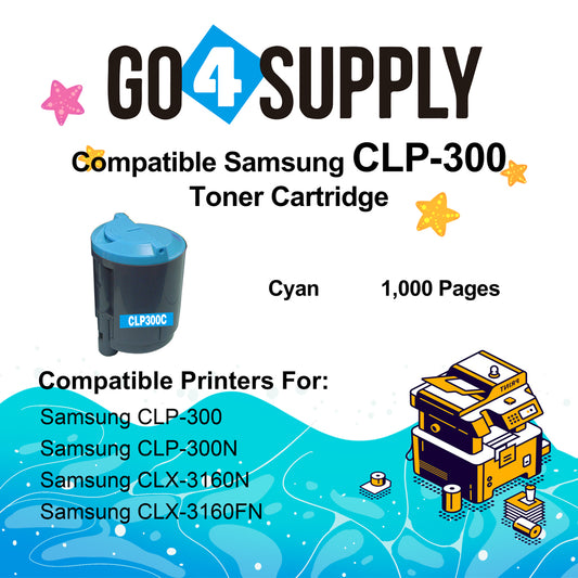 Compatible SAMSUNG CLP300 CLP-C300A Cyan Toner Cartridge to use for SAMSUNG CLP-300 CLP-300N CLX-2160 CLX-2160N CLX-3160 CLX-3160FN Printers