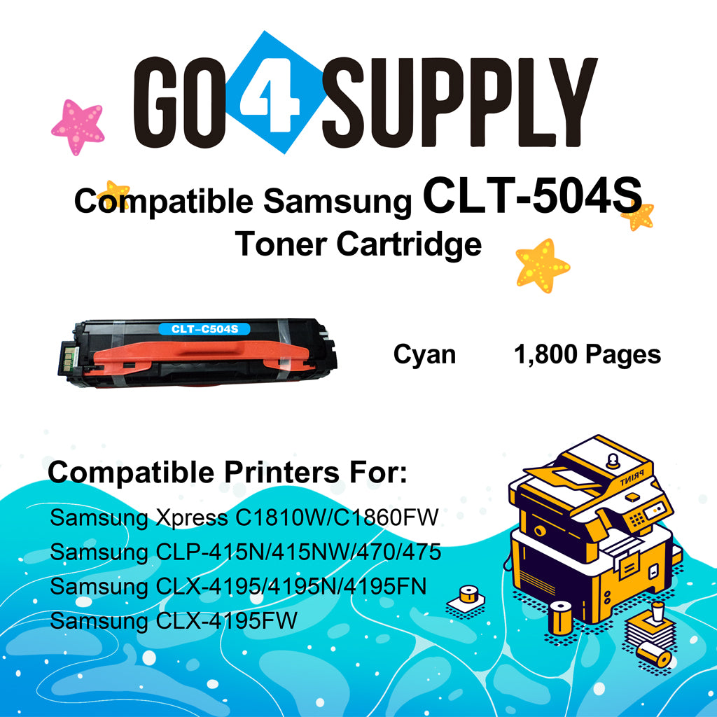 Compatible SAMSUNG CLT-504S CLT504S CLT 504S Cyan Toner Cartridge to use for SAMSUNG SL-C1810W SL-C1860FW CLX-4195N CLX-4195FN CLX-4195FW CLP-415N CLP-415NW Printers