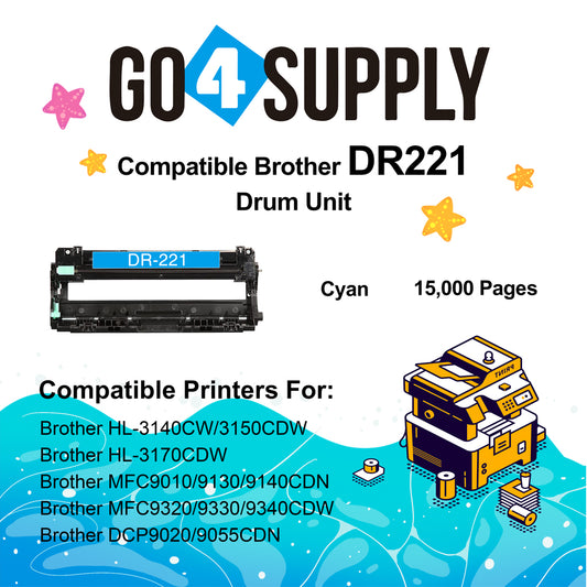 Compatible Brother DR221 DR-221 DR221CL Cyan Drum Unit Used for Brother HL-3140cw, HL-3170cdw, HL-3180CDW, MFC-9130cw, MFC-9330cdw, MFC-9340cdw, DCP-9020CDN Printer