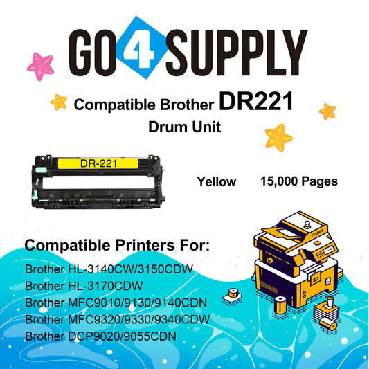 Compatible Brother DR221 DR-221 DR221CL Yellow Drum Unit Used for Brother HL-3140cw, HL-3170cdw, HL-3180CDW, MFC-9130cw, MFC-9330cdw, MFC-9340cdw, DCP-9020CDN Printer