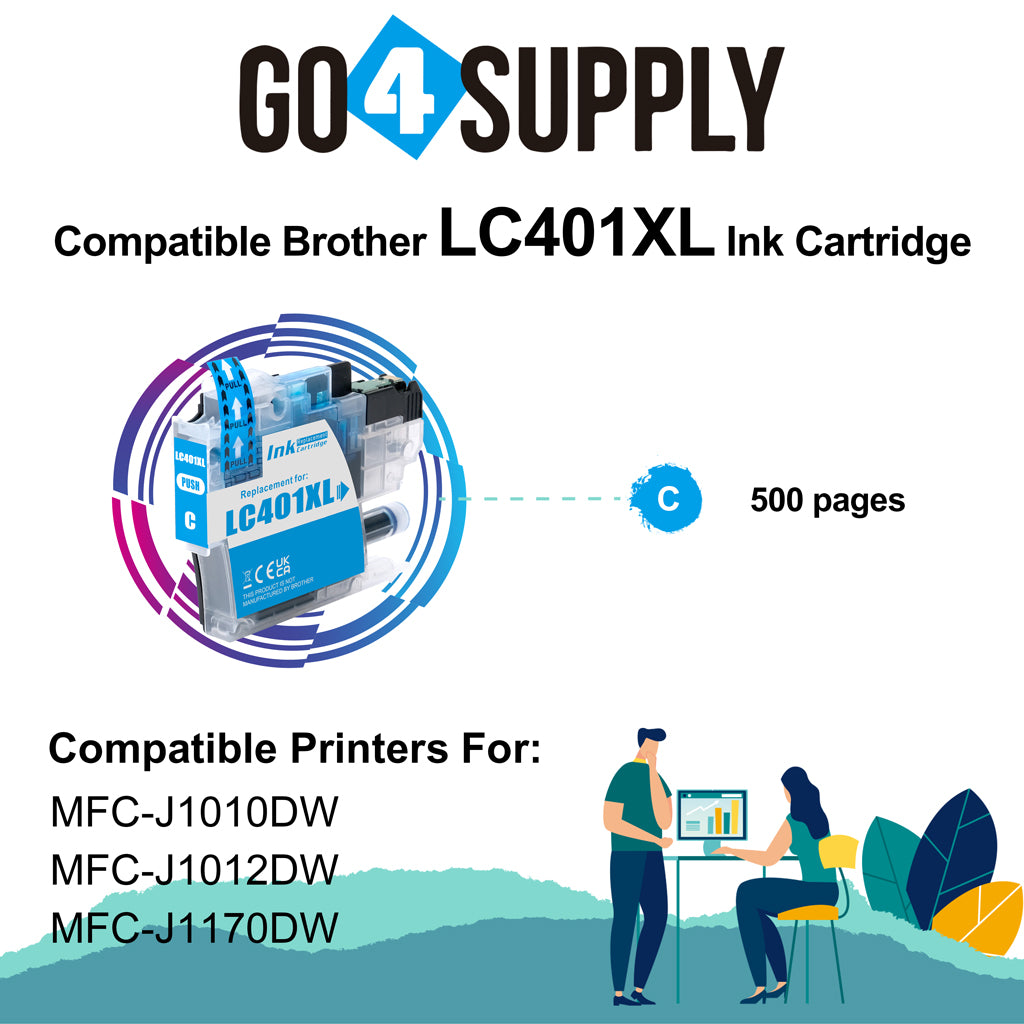 Compatible Brother LC401XL LC-401XL Cyan Ink Cartridge Replacement for MFC-J1010DW MFC-J1012DW MFC-J1170DW Printer