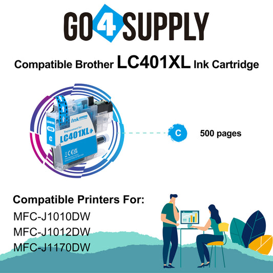 Compatible Brother LC401XL LC-401XL Cyan Ink Cartridge Replacement for MFC-J1010DW MFC-J1012DW MFC-J1170DW Printer