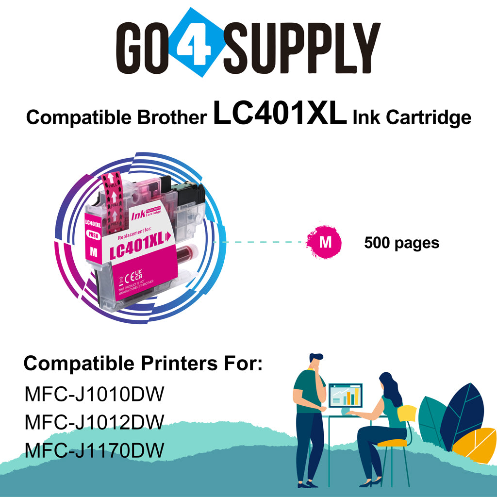 Compatible Brother LC401XL LC-401XL Magenta Ink Cartridge Replacement for MFC-J1010DW MFC-J1012DW MFC-J1170DW Printer