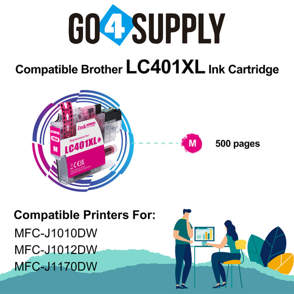 Compatible Brother LC401XL LC-401XL Magenta Ink Cartridge Replacement for MFC-J1010DW MFC-J1012DW MFC-J1170DW Printer