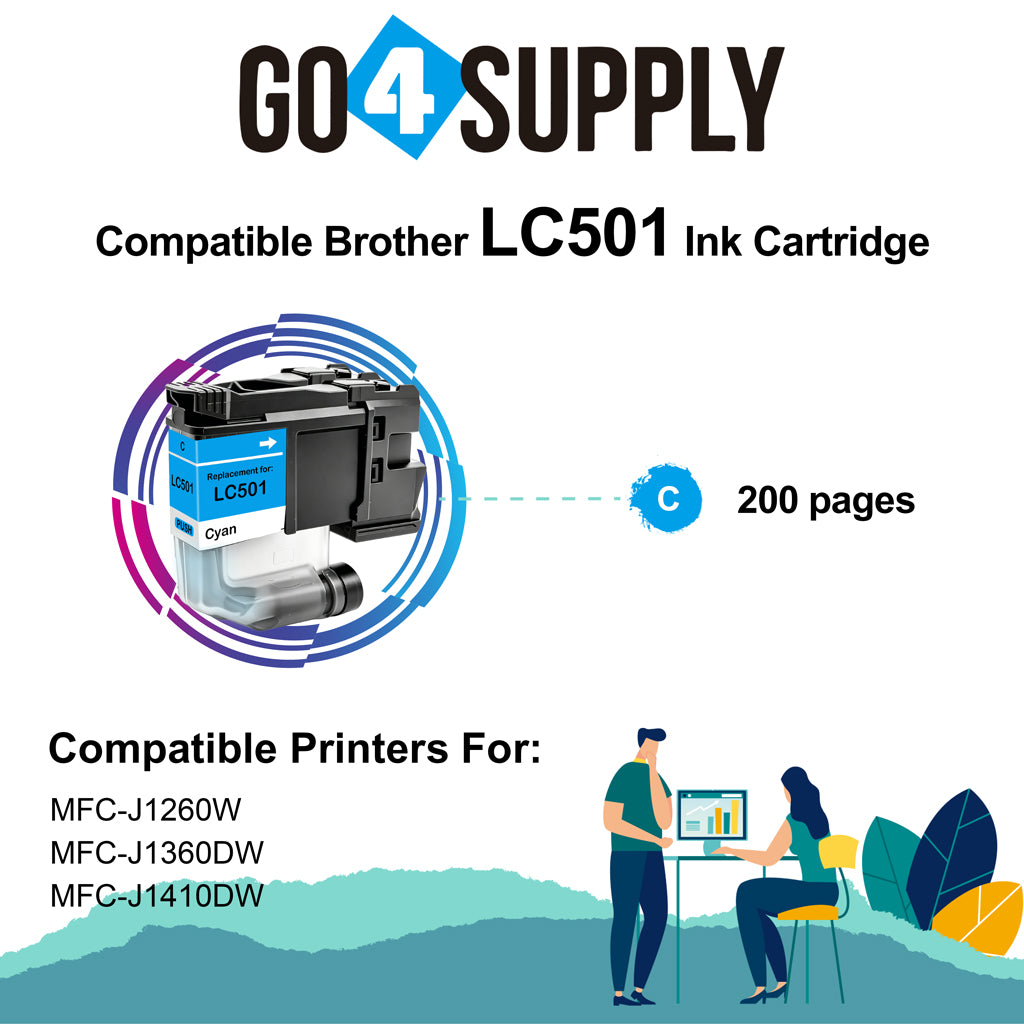 Brother LC501 Compatible Ink Cartridge - 1xC-LC501 | MFC-J1260DW, MFC-J1360DW, MFC-J1410DW, DCP-J100, DCP-J105, MFC-J200