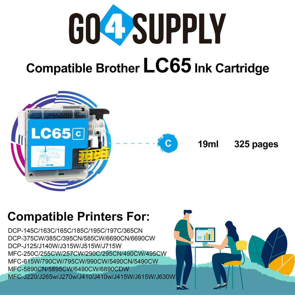 Compatible Cyan Brother LC65 Ink Cartridge Used for MFC-5890CN/5895CW/6490CW/6890CDW/J220/J265w/J270w/J410/J410w/J415W/J615W/J630W