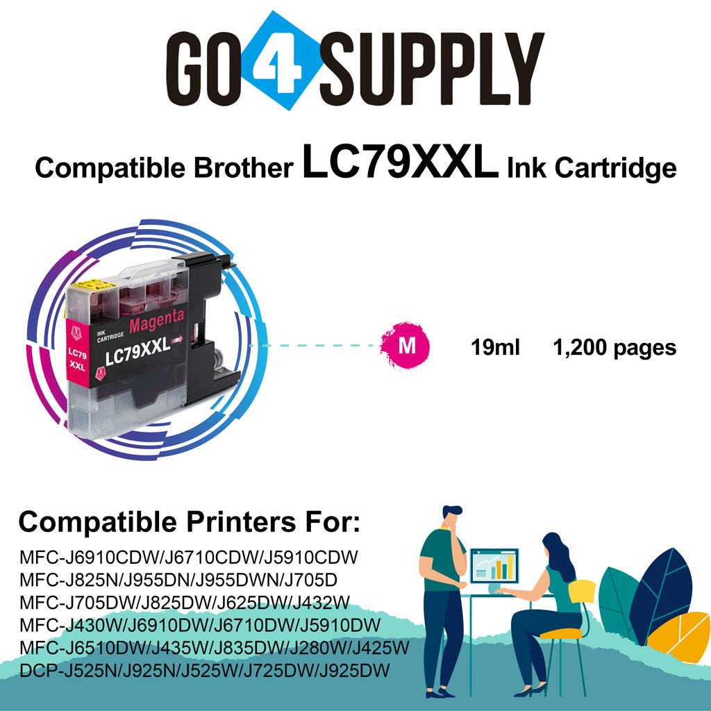 Compatible Brother Magenta LC79XXL LC-79 XXL Ink Cartridge Used for Brother MFC-J6510DW, MFC-J6710DW, MFC-J6910DW, MFC-J5910CDW, MFC-J6710CDW, MFC-J6910CDW, MFC-J5910DW Printers