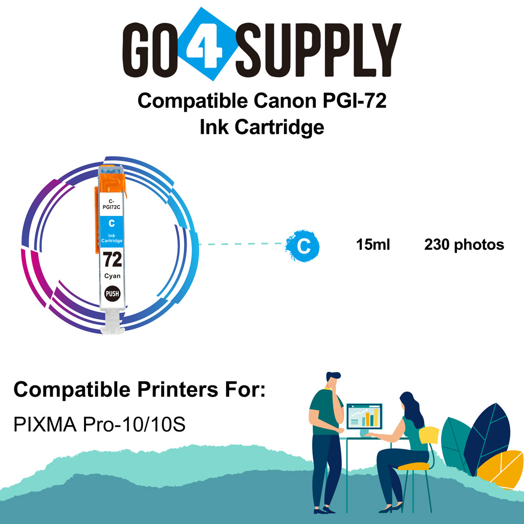 Compatible Canon PGI 72 PGI72 PGI-72 (Cyan) Ink Cartridge use with PIXMA Pro-10 Pro 10 Pro10S PRO-10S Pro 10 Printers