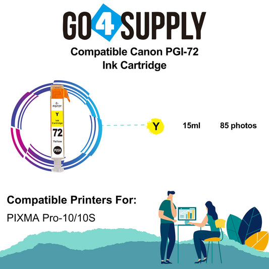 Compatible Canon PGI 72 PGI72 PGI-72 (Yellow) Ink Cartridge use with PIXMA Pro-10 Pro 10 Pro10S PRO-10S Pro 10 Printers