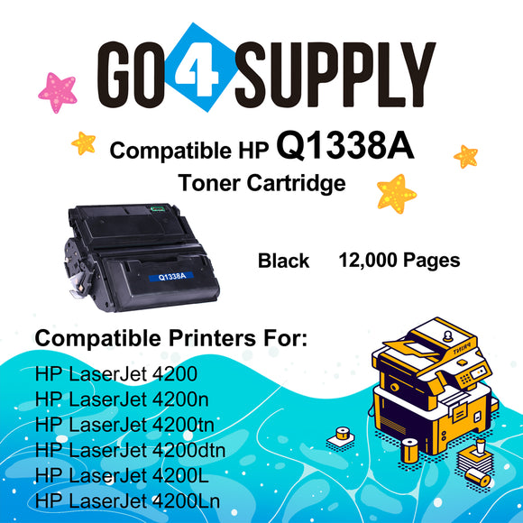 Compatible HP 38A Q1338A (12000 Yield) Toner Cartridge use with HP 4200, 4200dtn, 4200dtns, 4200dtnsl, 4200n, 4200tn Printers