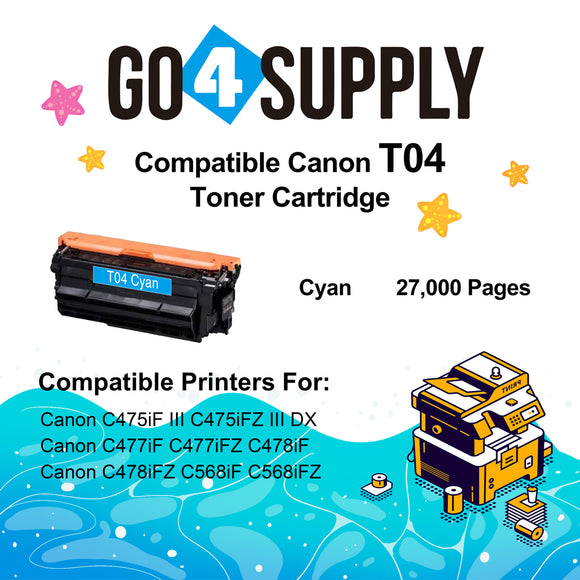 Compatible Canon T04 T04 Cyan Toner Cartridge Used for Canon C475iF III C475iFZ III DX C477iF C477iFZ C478iF C478iFZ C568iF C568iFZ Printers