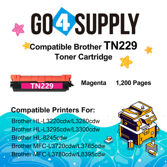 Compatible Brother TN-229 TN229 Magenta Toner Cartridge Used for Brother HL-L3220cdw L3280cdw L3295cdw L3300cdw 8245cdw MFC-L3720cdw L3765cdw L3780cdw L8395cdw Printers