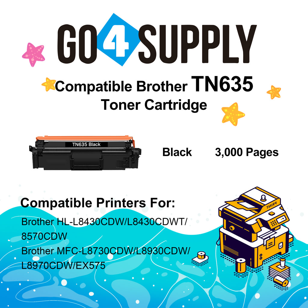 Compatible Black Brother TN635 Toner Cartridge Used for HL-L8430CDW HL-L8430CDWT HL-L8570CDW MFC-L8730CDW MFC-L8930CDW MFC-L8970CDW EX575
