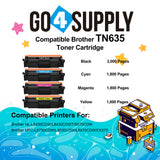 Compatible BCMY SET Brother TN635 Toner Cartridge Used for HL-L8430CDW HL-L8430CDWT HL-L8570CDW MFC-L8730CDW MFC-L8930CDW MFC-L8970CDW EX575