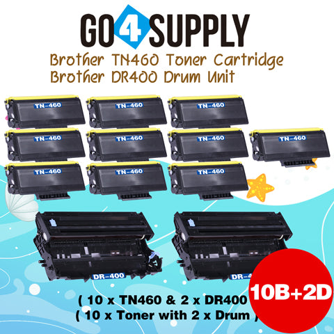 Compatible Combo Set (Drum + Toner) TN460 TN-460 Toner Cartridge with DR400 DR-400 Drum Unit Used for Brother HL1030/1230/1240/1250/1270n/1435/1440/1450; MFC1260/1270/2500/8300/9850 Printer