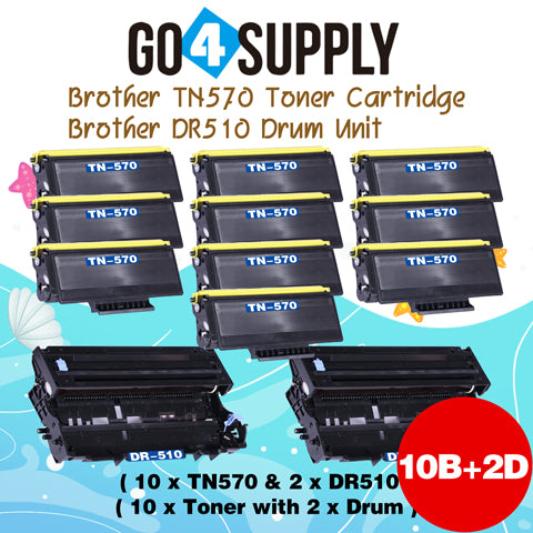 Compatible Combo Set (Drum + Toner) TN570 TN-570 Toner Cartridge with DR510 DR-510 Drum Unit Used for Brother HL1030/1435/1230/1440/1240/1450/1250/1470n; MFC8500/8600/8700; DCP1200/1400 Printer