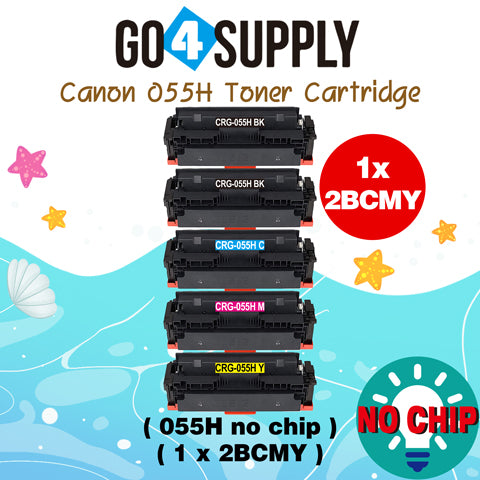 Compatible (High-Yield Page) CANON CRG055H (BCMY, NO CHIP) Set Combo CRG-055H Toner Cartridge Used for Canon i-SENSYS MF741Cdw;  i-SENSYS MF745Cdw;  i-SENSYS MG743Cx