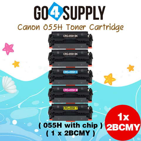 Compatible (High-Yield Page) CANON CRG055H (BCMY, WITH CHIP) Set Combo CRG-055H Toner Cartridge Used for Canon i-SENSYS MF741Cdw;  i-SENSYS MF745Cdw;  i-SENSYS MG743Cx