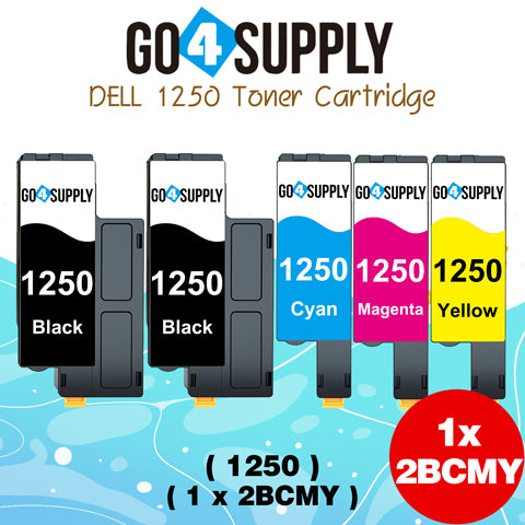 Compatible Dell BCMY Combo Set 1250/810WH/C5GC3/XMX5D/WM2JC Toner Cartridge Replacement for Dell 331-0778/ 331-0777/ 331-0780/ 331-0779 Used for 1250c 1350cnw 1355cn 1355cnw C1760nw C1765nf Printer