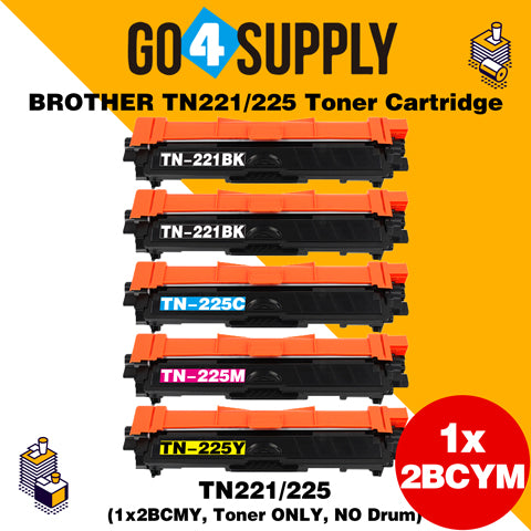 Compatible Set Combo Brother TN221 TN225 TN-221 TN-225 Toner Unit Used for Brother HL-3140CW/ HL-3142CW/ HL-3150CDW/ HL-3152CDW/ HL-3170CDW/ HL-3172CDW/ MFC-9130CW/ MFC-9140CDN/ MFC-9330CDW/ MFC-9340CDW; DCP-9020CDW Printer