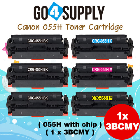 Compatible (High-Yield Page) CANON CRG055H (BCMY, WITH CHIP) Set Combo CRG-055H Toner Cartridge Used for Canon i-SENSYS MF741Cdw;  i-SENSYS MF745Cdw;  i-SENSYS MG743Cx