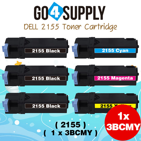 Compatible Dell 2155 Set Combo (BCMY) Toner Cartridge Replacement for 2150cn 2150cdn 2155cn 2155cdn Laser Printer
