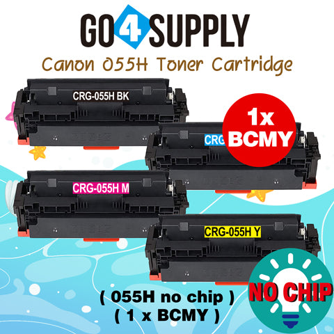 Compatible (High-Yield Page) CANON CRG055H (BCMY, NO CHIP) Set Combo CRG-055H Toner Cartridge Used for Canon i-SENSYS MF741Cdw;  i-SENSYS MF745Cdw;  i-SENSYS MG743Cx