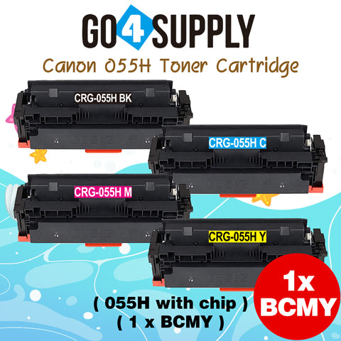 Compatible (High-Yield Page) CANON CRG055H (BCMY, WITH CHIP) Set Combo CRG-055H Toner Cartridge Used for Canon i-SENSYS MF741Cdw;  i-SENSYS MF745Cdw;  i-SENSYS MG743Cx