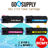 Compatible Dell 2155 Set Combo (BCMY) Toner Cartridge Replacement for 2150cn 2150cdn 2155cn 2155cdn Laser Printer