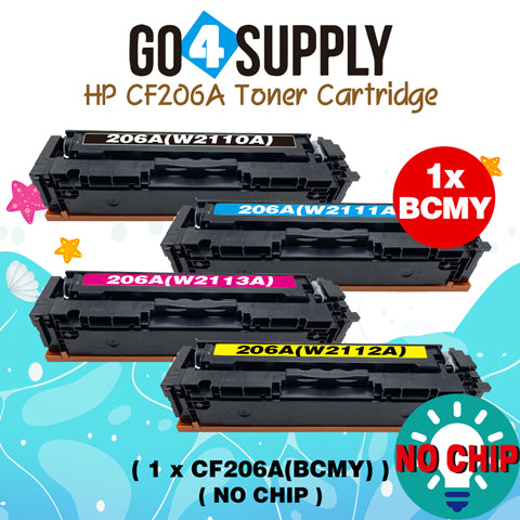 Compatible HP Set Combo (BCMY, NO CHIP) CF206A W2110A W2111A W2112A W2113A 206A Toner Cartridge Replacement for HP Color LaserJet Pro MFP M283fdw/M283fdn; M255dw/M255nw