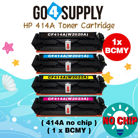 Compatible HP CF414A (NO CHIP) W2020A W2021A W2022A W2023A Set Combo Toner Cartridge Used for Color LaserJet Pro M454dn/M454dw; MFP M479dw/M479fdn/M479fdw/M454nw; Enterprise M455dn/ MFP M480f/ MFP M480f; Color LaserJet Managed E45028