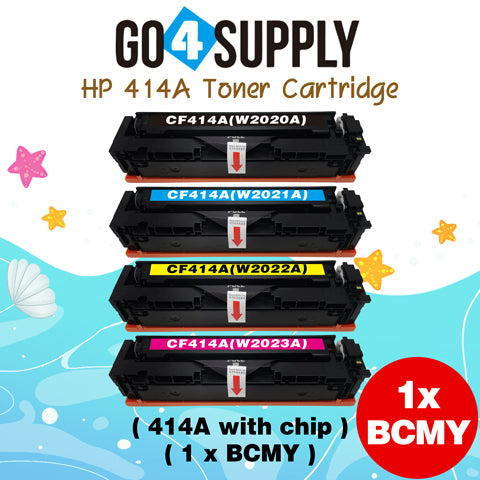 Compatible HP CF414A (WITH CHIP) W2020A W2021A W2022A W2023A Set Combo Toner Cartridge Used for Color LaserJet Pro M454dn/M454dw; MFP M479dw/M479fdn/M479fdw/M454nw; Enterprise M455dn/ MFP M480f/ MFP M480f; Color LaserJet Managed E45028