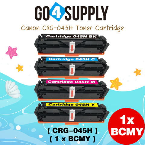 Compatible (High-Yield Page) CANON CRG-045H CRG045H (BCMY) Set Toner Cartridge Used for Color imageCLASS MF634Cdw/LBP612Cdw/MF632Cdw; i-SENSYS MF631Cn/633Cdw/635Cx/LBP611Cn/613Cdw