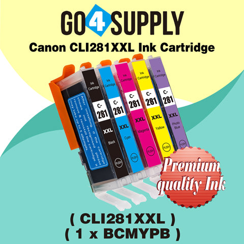 Compatible (WITHOUT Large Black) Included Photo Blue 5-Color Combo (BCMY+PB) Canon CLI281 CLI281XXL CLI-281XXL Ink Cartridge CLI281XL CLI-281XL Used for PIXMA TS8120/TS8220/TS8320/TS9120 Printers