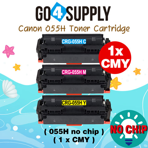 Compatible (High-Yield Page) CANON CRG055H (BCMY, NO CHIP) Set Combo CRG-055H Toner Cartridge Used for Canon i-SENSYS MF741Cdw;  i-SENSYS MF745Cdw;  i-SENSYS MG743Cx