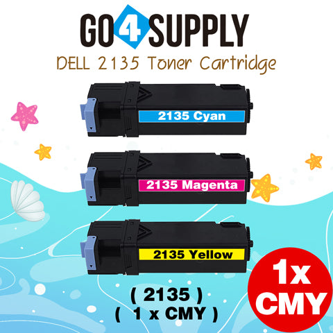 Compatible Dell 2135 set combo 330-1389 Black 330-1390 Cyan 330-1391 Yellow 330-1392 Magenta Toner Cartridge Replacement for 2135CN 2130CN Laser Printer