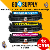 Compatible 3-Color Combo HP CC531A CC532A CC533A Toner Cartridge Used for HP Color laserJet CP2020/ 2024/ 2025/ 2026/ 2027/ 2024n/ 2024dn/ 2025n/ 2025dn/ 2025x/ 2026n/ 2026dn/ 2027n/ 2027dn; CM2320 MFP Series Printer