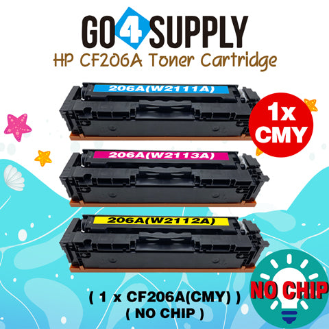 Compatible HP Set Combo (BCMY, NO CHIP) CF206A W2110A W2111A W2112A W2113A 206A Toner Cartridge Replacement for HP Color LaserJet Pro MFP M283fdw/M283fdn; M255dw/M255nw