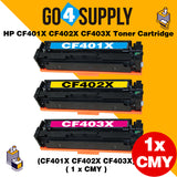 Compatible 3-Color Combo HP 201X CF400X CF401X CF402X CF403X Toner Cartridge Used for HP Color LaserJet Pro M252dn/252n; Color LaserJet Pro MFP M277dw/277n; Color LaserJet Pro MFP M274n Printers