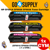 Compatible 3-Color Combo HP 500A CF500A CF501A CF502A CF503A 202A Toner Cartridge Used for HP Color LaserJet Pro M254/M254dw/254nw; MFP M281cdw/281fdn/281fdw/280/280nw Printer