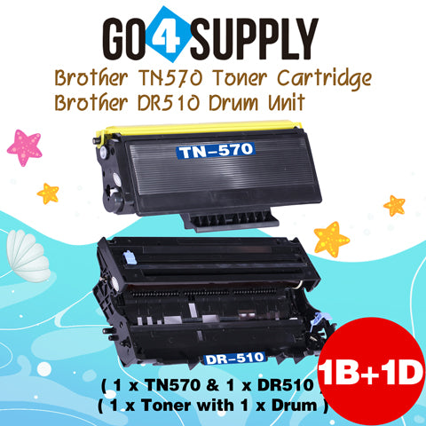 Compatible Combo Set (Drum + Toner) TN570 TN-570 Toner Cartridge with DR510 DR-510 Drum Unit Used for Brother HL1030/1435/1230/1440/1240/1450/1250/1470n; MFC8500/8600/8700; DCP1200/1400 Printer