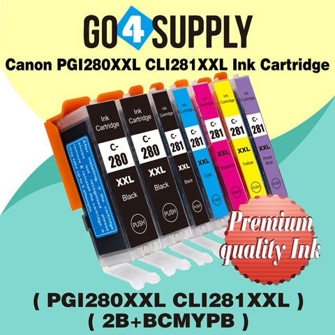 Compatible Included Photo Blue Set Canon PGI280 PGI280XXL PGI-280XXL CLI281 CLI281XXL CLI-281XXL Ink Cartridge PGI280XL PGI-280XL CLI281XL CLI-281XL Used for PIXMA TS8120/TS8220/TS8320/TS9120 Printers