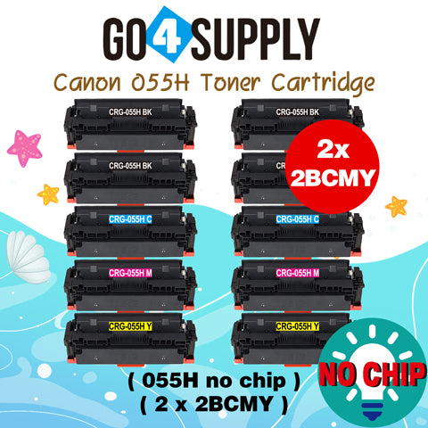 Compatible (High-Yield Page) CANON CRG055H (BCMY, NO CHIP) Set Combo CRG-055H Toner Cartridge Used for Canon i-SENSYS MF741Cdw;  i-SENSYS MF745Cdw;  i-SENSYS MG743Cx